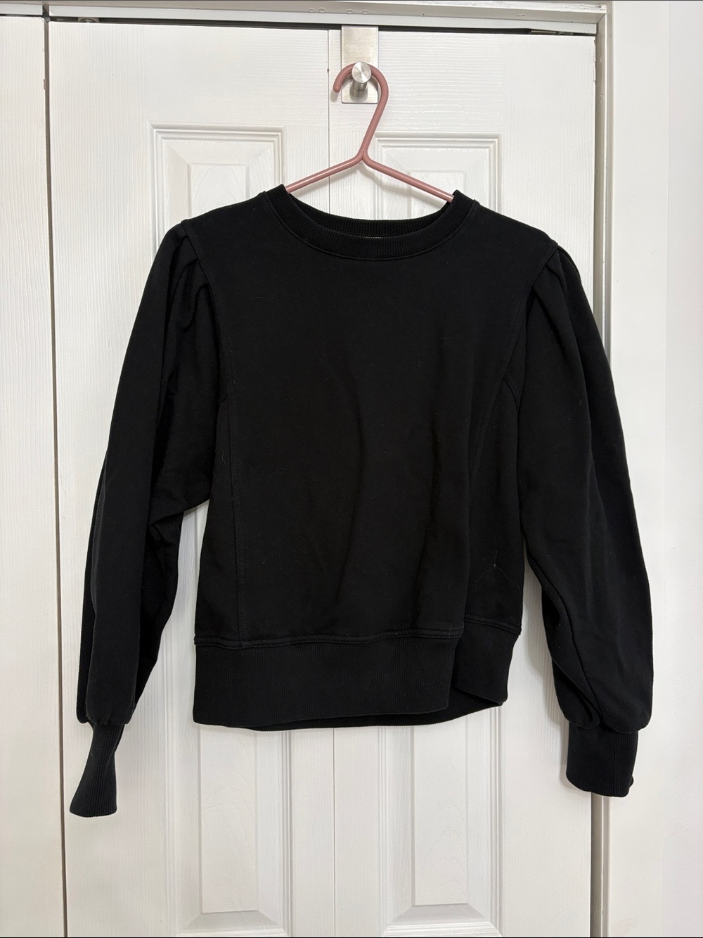 a new day Black Puff-Sleeve Crewneck Sweatshirt